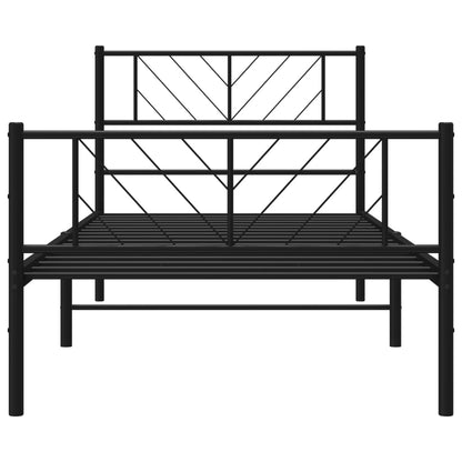 Metal Bed Frame without Mattress with Footboard Black 80x200cm