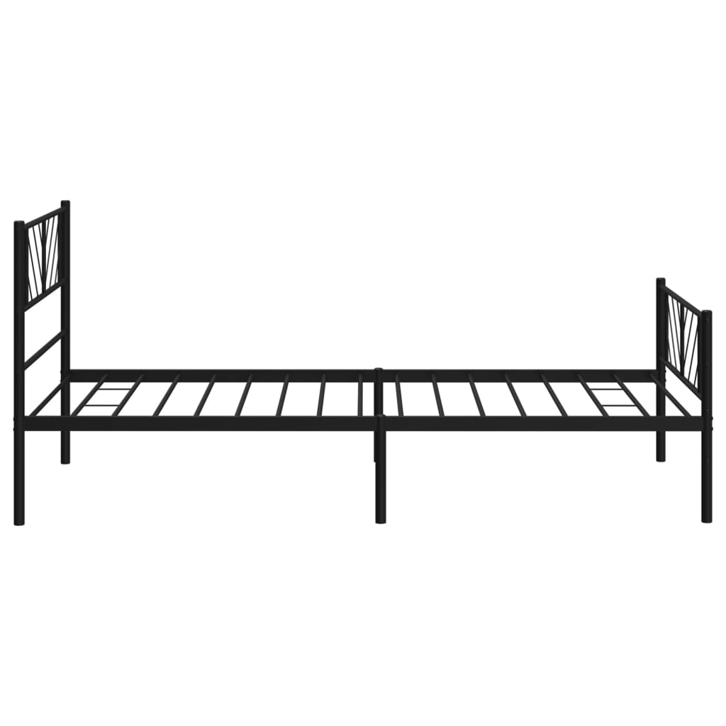 Metal Bed Frame without Mattress with Footboard Black 90x190cm