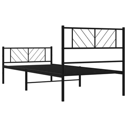 Metal Bed Frame without Mattress with Footboard Black 90x200cm