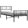 Metal Bed Frame without Mattress with Footboard Black 100x190cm