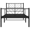 Metal Bed Frame without Mattress with Footboard Black 100x190cm