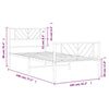 Metal Bed Frame without Mattress with Footboard Black 100x190cm