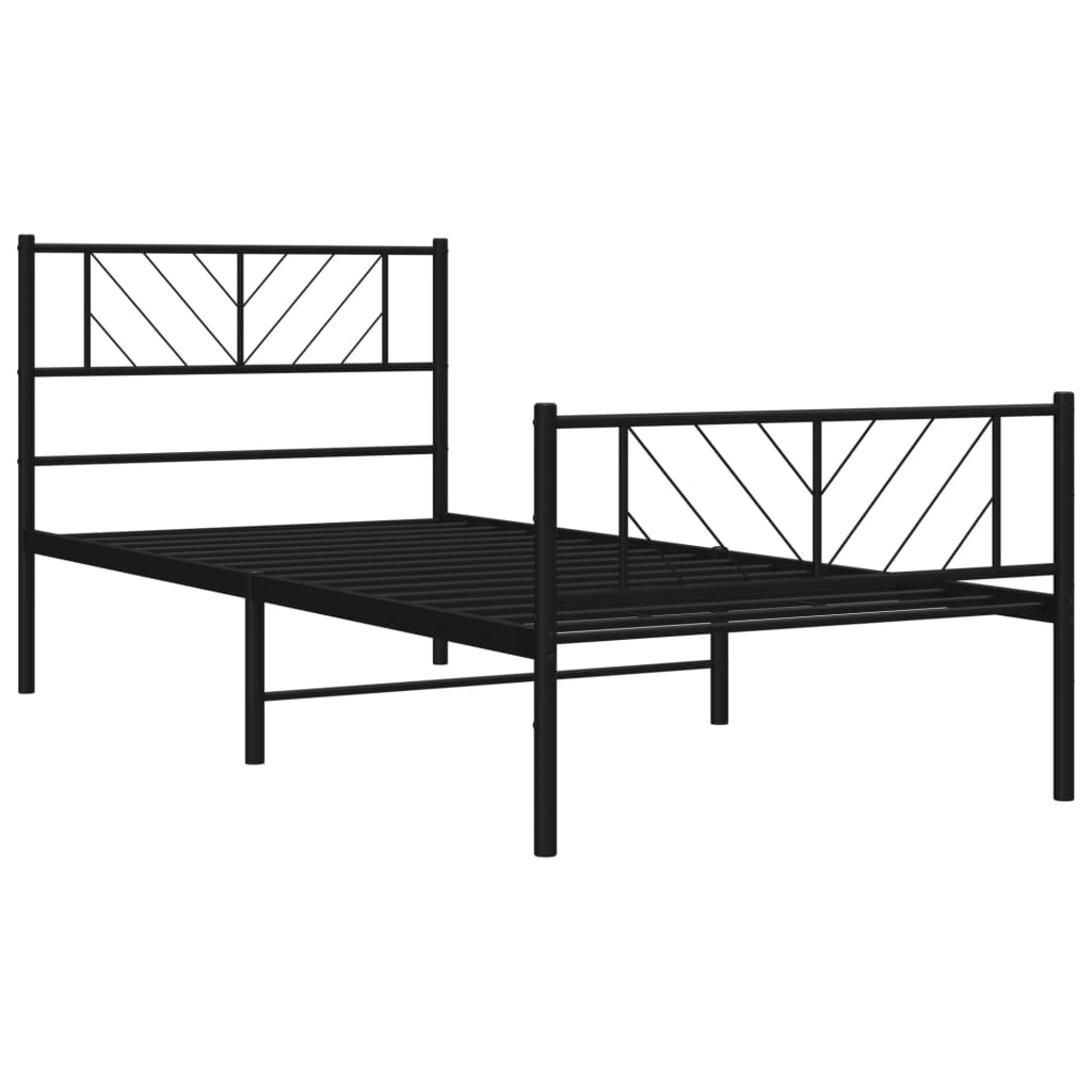Metal Bed Frame without Mattress with Footboard Black 100x200cm