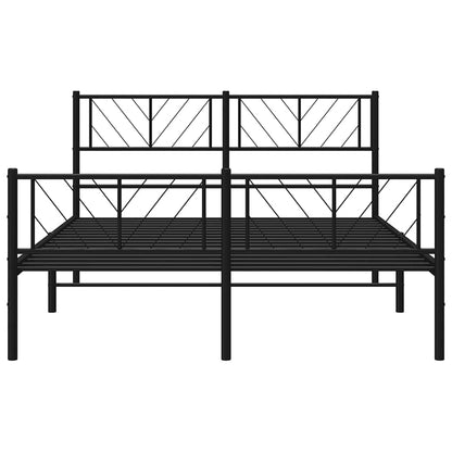 Metal Bed Frame without Mattress with Footboard Black 120x190cm