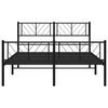 Metal Bed Frame without Mattress with Footboard Black 135x190cm