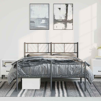 Metal Bed Frame without Mattress with Footboard Black 135x190cm