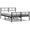 Metal Bed Frame without Mattress with Footboard Black 150x200cm