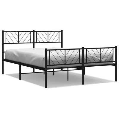 Metal Bed Frame without Mattress with Footboard Black 150x200cm