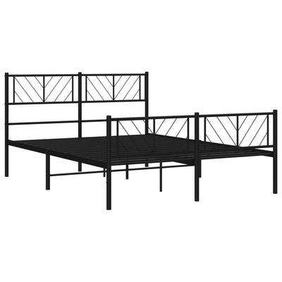 Metal Bed Frame without Mattress with Footboard Black 150x200cm