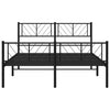 Metal Bed Frame without Mattress with Footboard Black 150x200cm