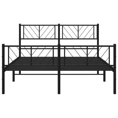 Metal Bed Frame without Mattress with Footboard Black 150x200cm