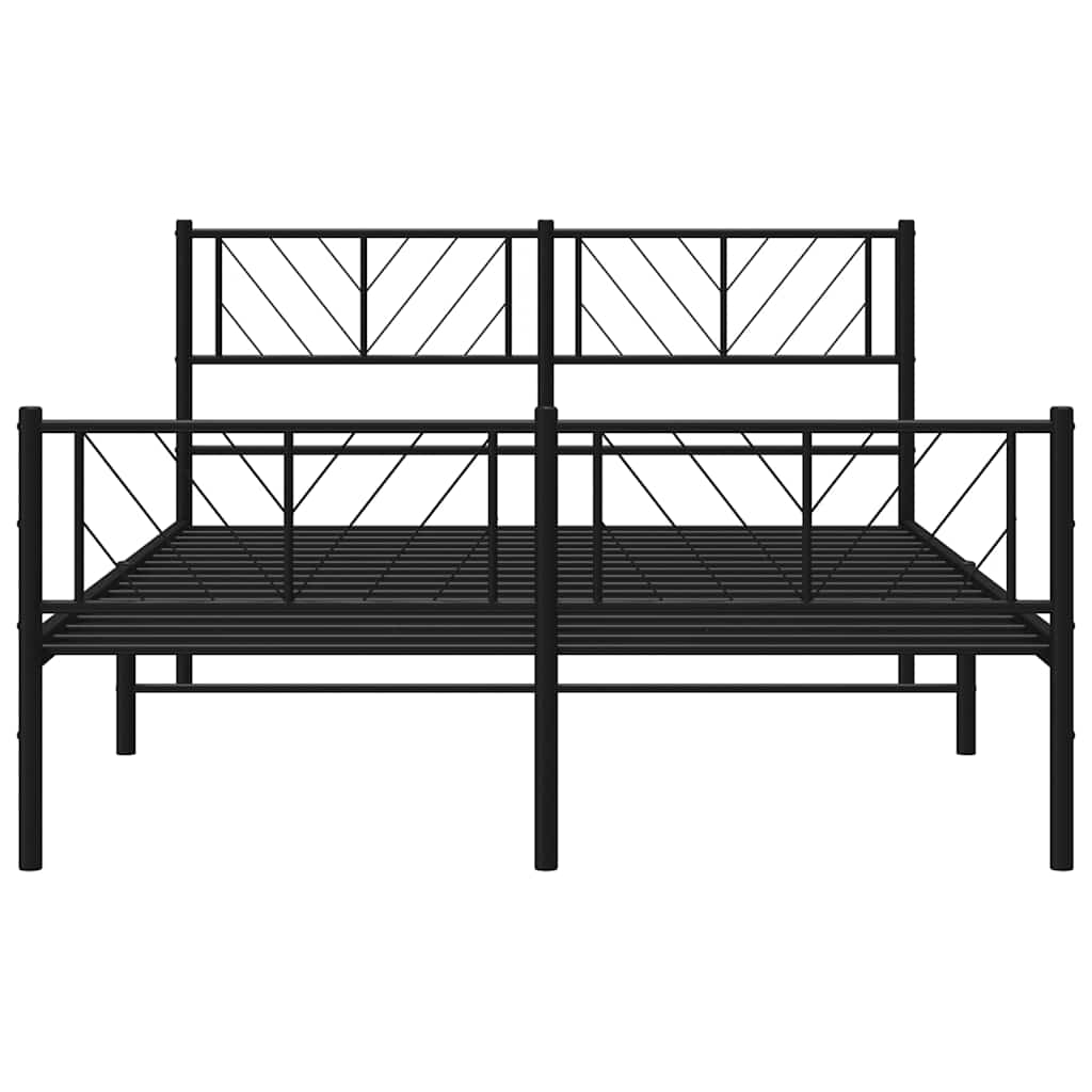 Metal Bed Frame without Mattress with Footboard Black 150x200cm