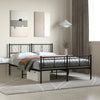 Metal Bed Frame without Mattress with Footboard Black 150x200cm