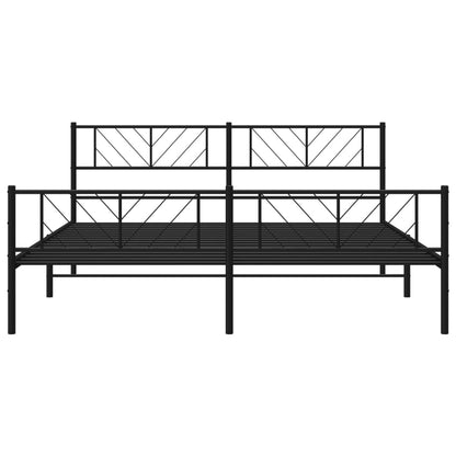 Metal Bed Frame without Mattress with Footboard Black 180x200cm