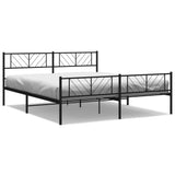 Metal Bed Frame with Headboard and Footboard Black 193x203 cm
