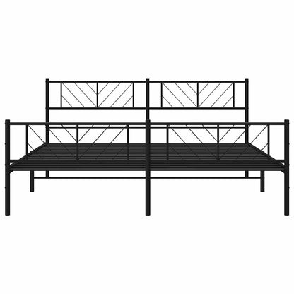 Metal Bed Frame without Mattress with Footboard Black 193x203cm