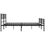 Metal Bed Frame with Headboard and Footboard Black 193x203 cm