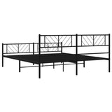 Metal Bed Frame with Headboard and Footboard Black 193x203 cm