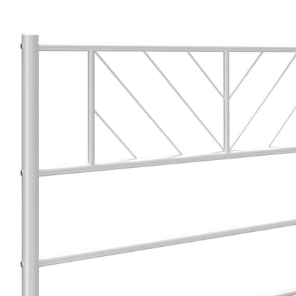 Metal Bed Frame without Mattress with Headboard White 75x190cm