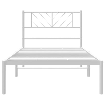 Metal Bed Frame without Mattress with Headboard White 100x190cm