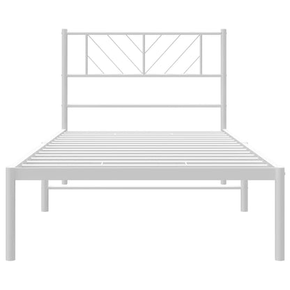 Metal Bed Frame without Mattress with Headboard White 100x200cm