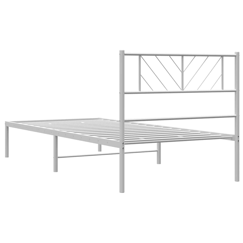 Metal Bed Frame without Mattress with Headboard White 100x200cm