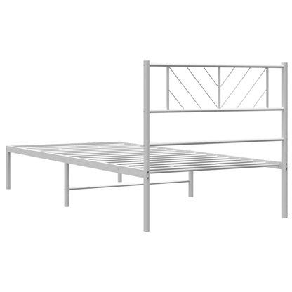 Metal Bed Frame without Mattress with Headboard White 100x200cm
