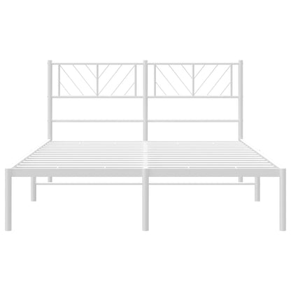 Metal Bed Frame without Mattress with Headboard White 120x200cm