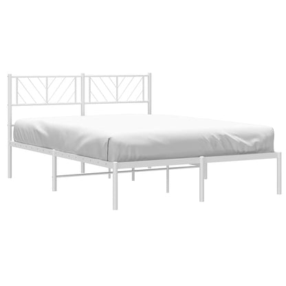 Metal Bed Frame without Mattress with Headboard White 135x190cm