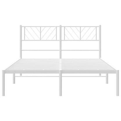 Metal Bed Frame without Mattress with Headboard White 135x190cm