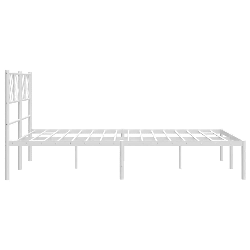 Metal Bed Frame without Mattress with Headboard White 135x190cm