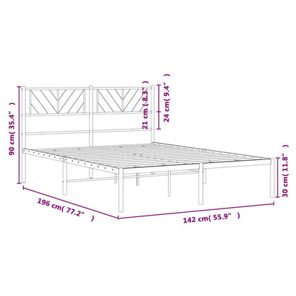 Metal Bed Frame without Mattress with Headboard White 135x190cm