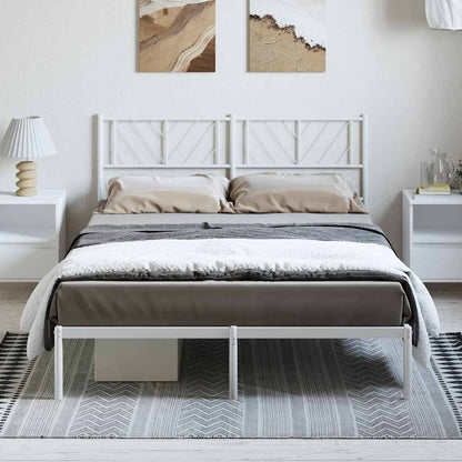 Metal Bed Frame without Mattress with Headboard White 135x190cm