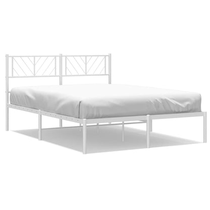 Metal Bed Frame without Mattress with Headboard White 140x200cm