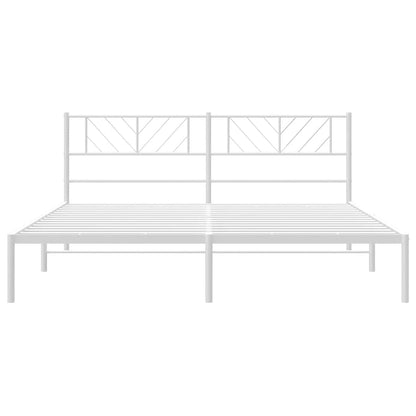 Metal Bed Frame without Mattress with Headboard White 183x213cm