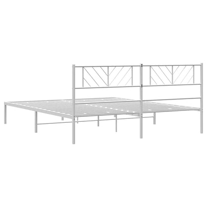 Metal Bed Frame without Mattress with Headboard White 183x213cm