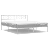 Metal Bed Frame with Headboard White 200x200 cm