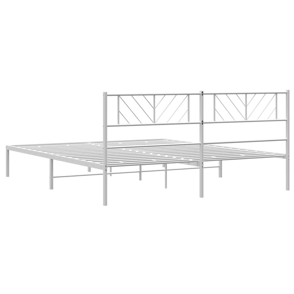 Metal Bed Frame with Headboard White 200x200 cm