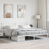 Metal Bed Frame with Headboard White 200x200 cm