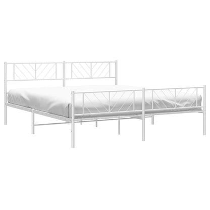 Metal Bed Frame without Mattress with Footboard White 180x200cm
