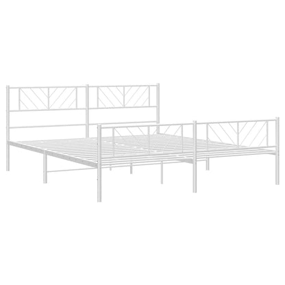 Metal Bed Frame without Mattress with Footboard White 193x203cm