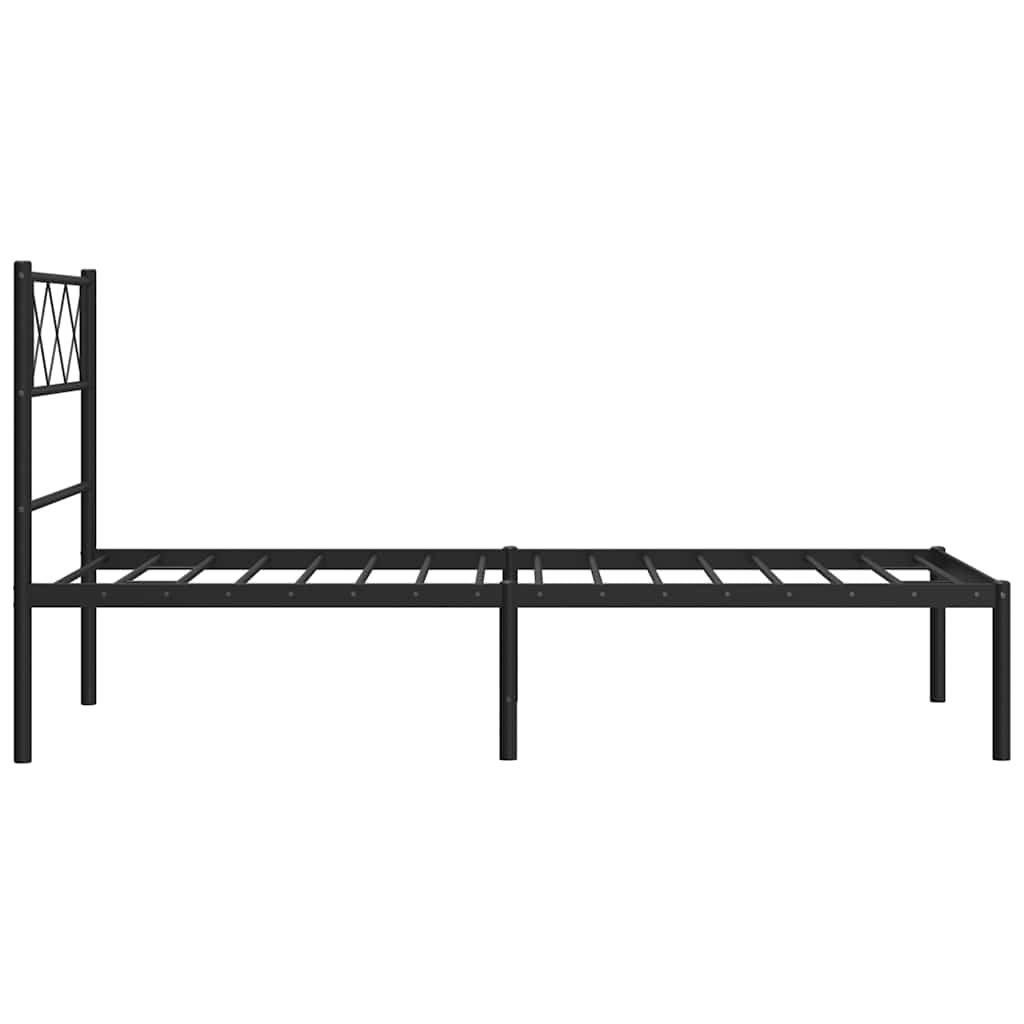 Metal Bed Frame without Mattress with Headboard Black 100x200cm