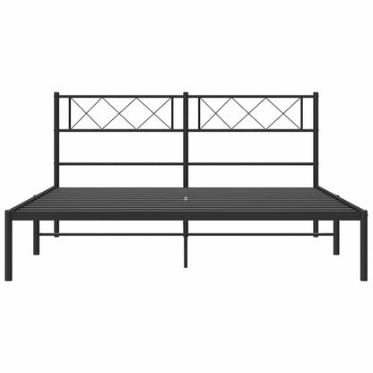 Metal Bed Frame without Mattress with Headboard Black 135x190cm
