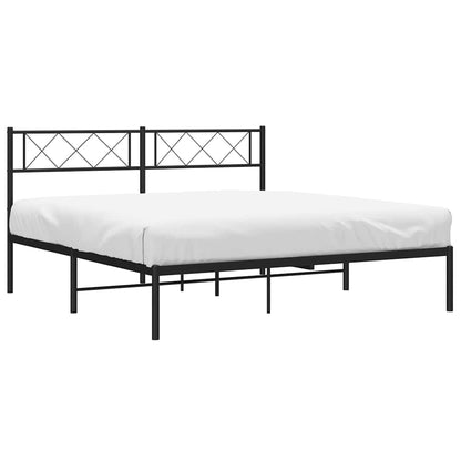 Metal Bed Frame without Mattress with Headboard Black 160x200cm