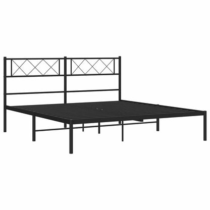 Metal Bed Frame without Mattress with Headboard Black 160x200cm