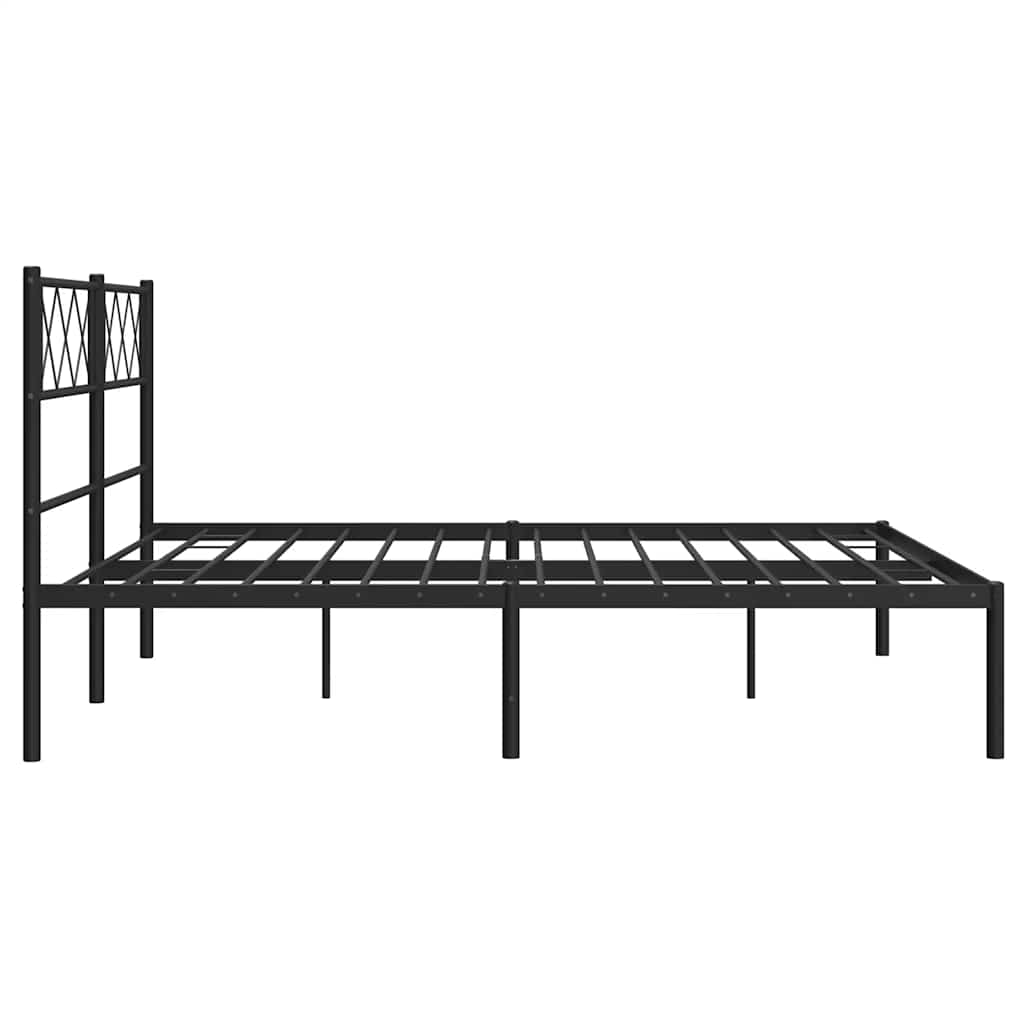 Metal Bed Frame without Mattress with Headboard Black 160x200cm