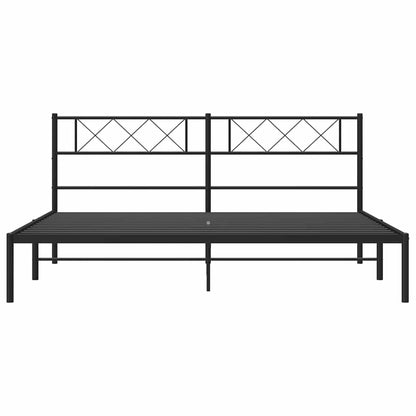Metal Bed Frame without Mattress with Headboard Black 183x213cm