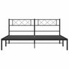 Metal Bed Frame without Mattress with Headboard Black 193x203cm