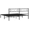 Metal Bed Frame without Mattress with Headboard Black 193x203cm