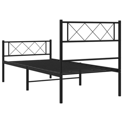 Metal Bed Frame without Mattress with Footboard Black 90x190cm